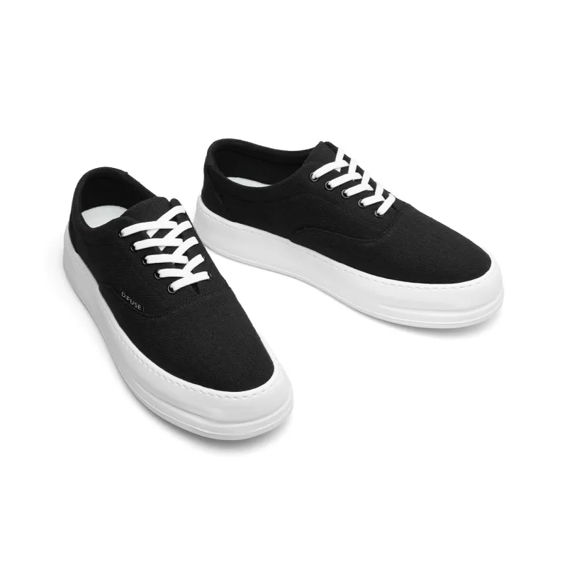 D FUSE SCANDINAVIA Men's Shoes Slip Resistant Low Top Canvas Shoes Black-3