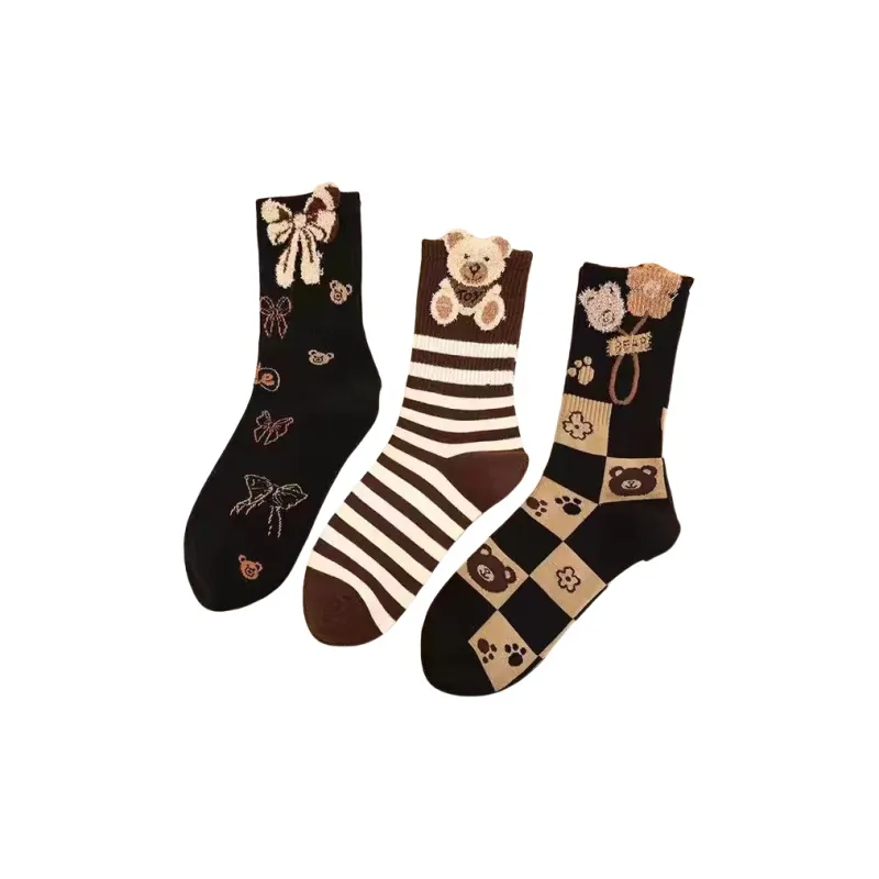 BEAR UNION Mid Calf Socks Women's 3 Pack-9