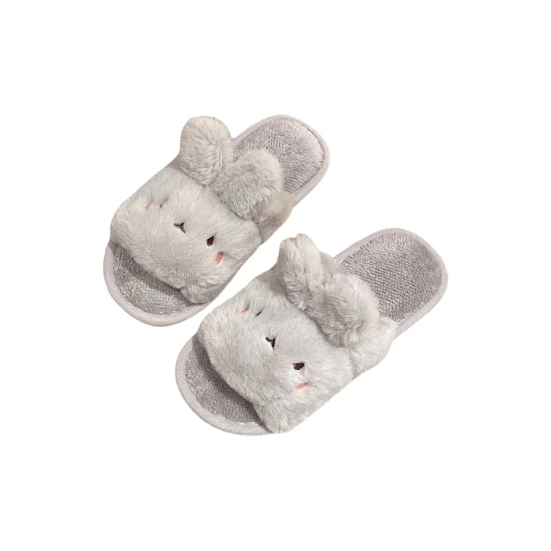 Meter Fall Home Cartoon Little Rabbit Cotton Slippers For Women's With Flat Soles, Plush, And Non Slip Cotton Sole-6