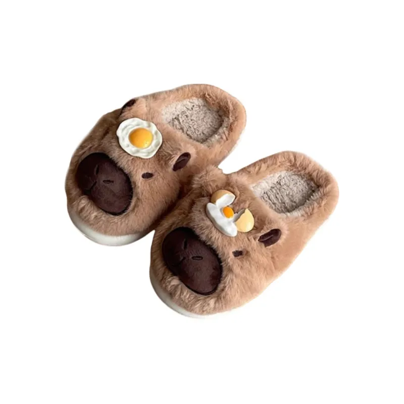 Meter Ugly Cute Bear Closed Toe Slippers For Women's Fall And Winter Comfortable Soft Sole Thickened Warm Home Slippers-0