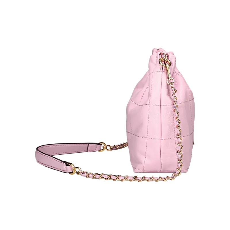 COOGI Cow Leather Hobo Bag Shoulder Bag Crossbody Bag Women's Rose Pink/Black-8