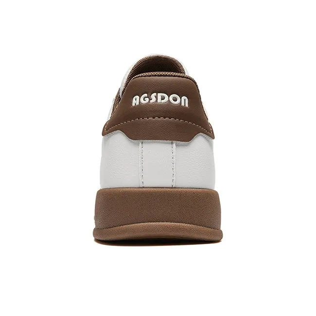 AGSDON Non-slip Lightweight Low-Top Skateboard Shoes Men's Beige Brown-2