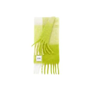 COS Mohair Wool Polyamide Knit Scarves Unisex Green