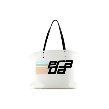 PRADA Canvas Handbag Large Size Women's White
