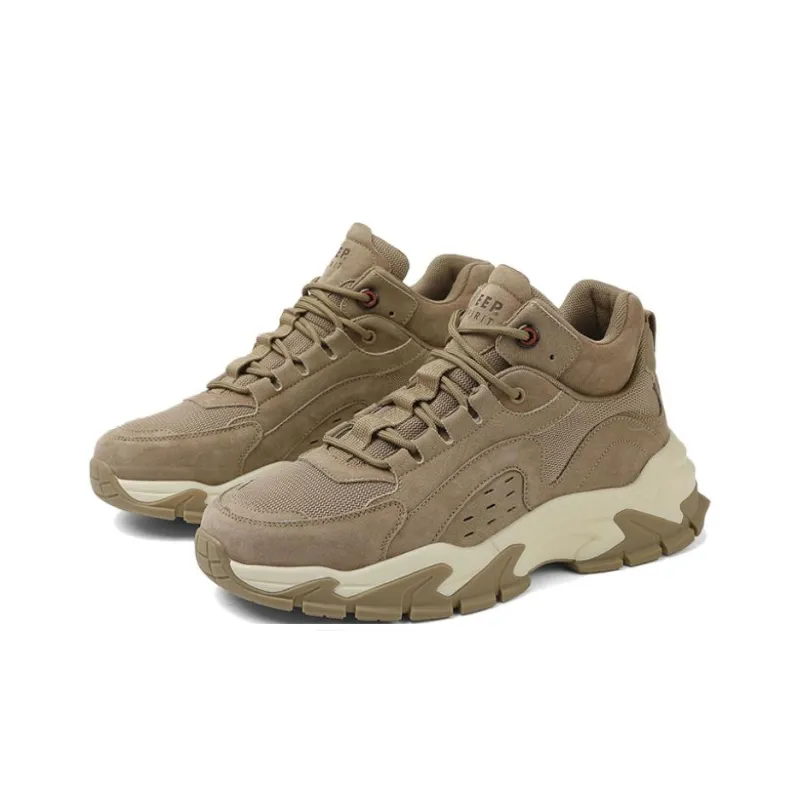 JEEP SPIRIT Cushioned Slip Resistant Abrasion Resistant Low Top Chunky Sneakers Men's Brown-3