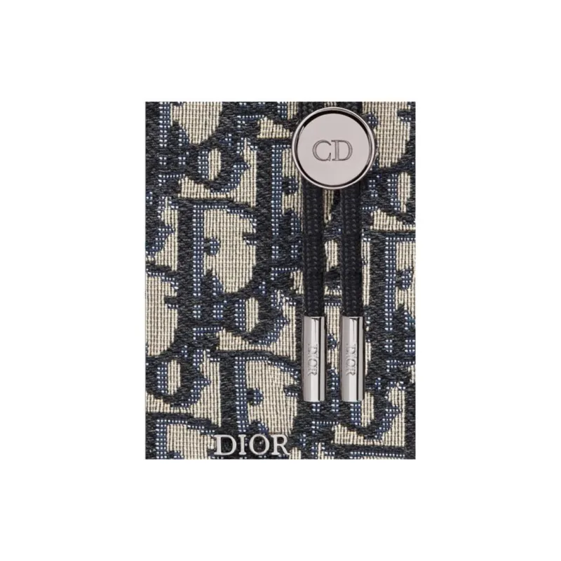 DIOR Printed Vertical Necklace Pouch Coin Purse Clutch Unisex Beige/Black-8