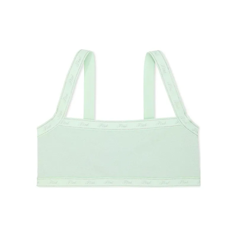 Victoria's Secret PINK BralettesTops Logo Cotton Straight-Neck Bralette / M Bra Women's Mint Green-0