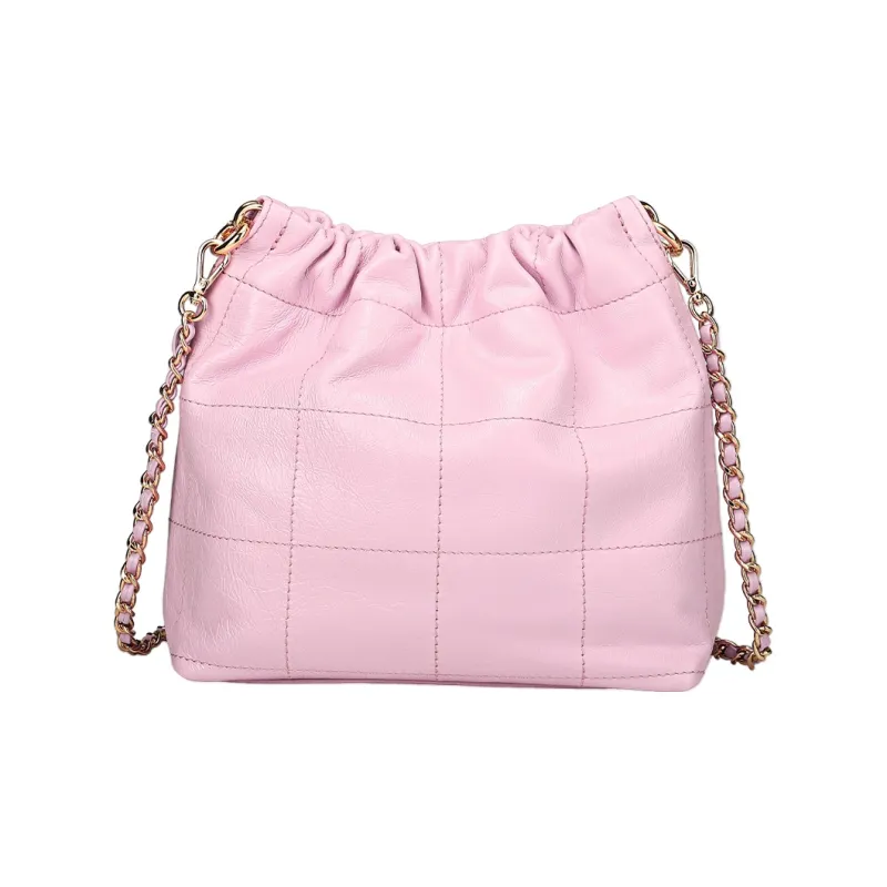 COOGI Cow Leather Hobo Bag Shoulder Bag Crossbody Bag Women's Rose Pink/Black-9