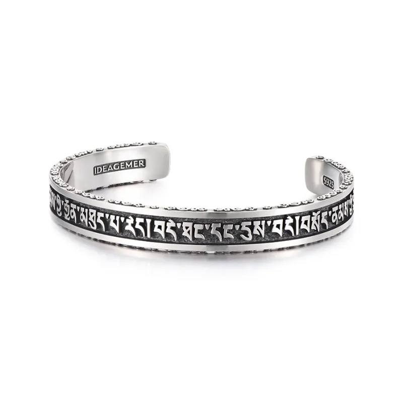 IDEAGEMER 925 Sterling Silver Bangles Men's-4