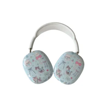 Baohuguang Compatibility With AirPods Ma TPU Fresh Blue Bowknot Kitten Fully Enclosed Headphone Cases