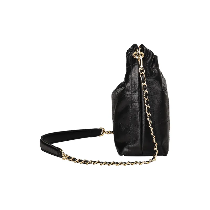 COOGI Cow Leather Hobo Bag Shoulder Bag Crossbody Bag Women's Rose Pink/Black-2