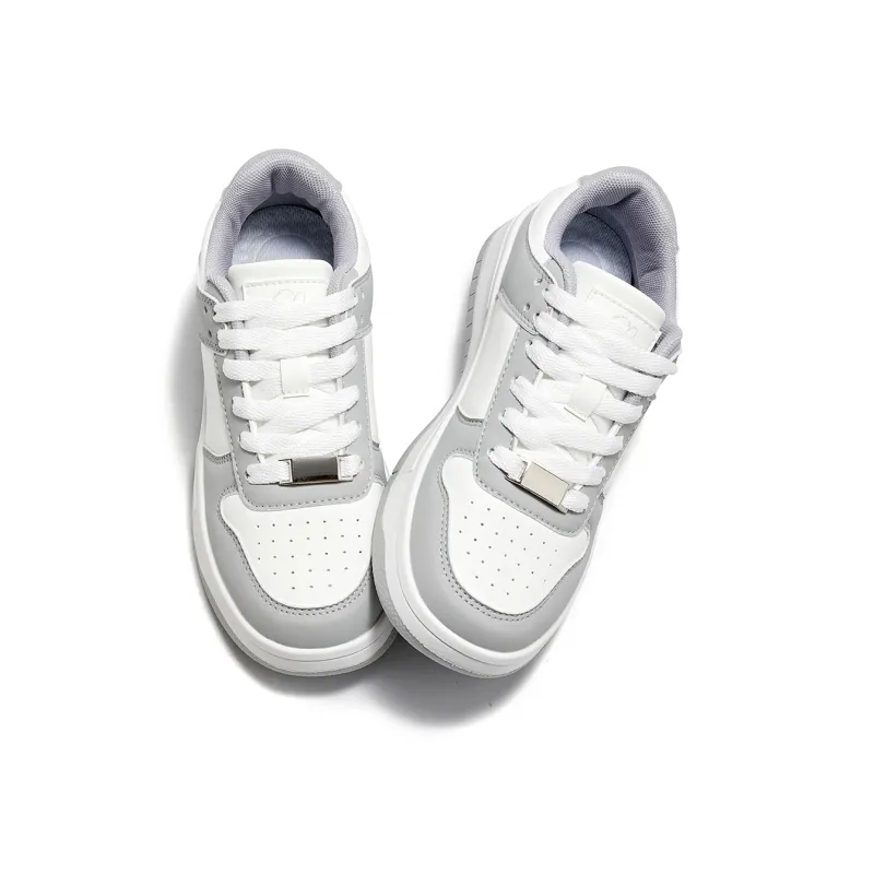 La Chapelle Cushioning Wear-Resistant Low-Top Skateboard Shoes Women's White Gray-2