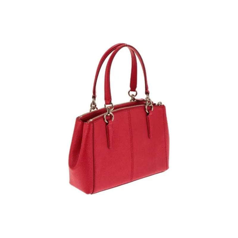 COACH Christie Cross-Stitch Leather Tote Bag Shoulder Bag Crossbody Bag Large Size Women's Red-2