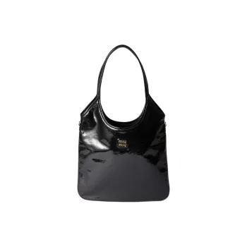 MIU MIU IVY Naplak Patent Leather Bag Women's Black