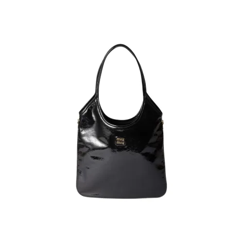 MIU MIU IVY Naplak Patent Leather Bag Women's Black