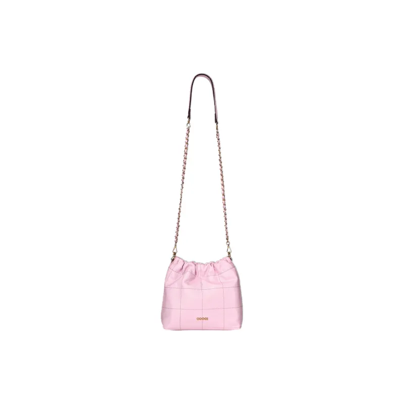 COOGI Cow Leather Hobo Bag Shoulder Bag Crossbody Bag Women's Rose Pink/Black-10