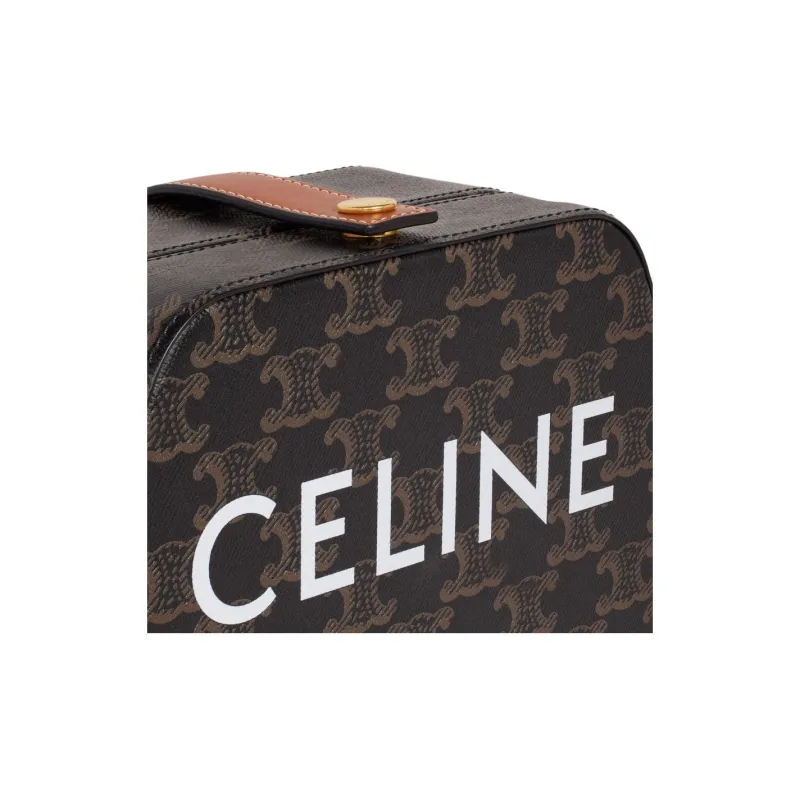 CELINE TriompheCANVAS Sheepskin Cow Leather Patchwork Gamepad Bag Crossbody Bag Shoulder Bag Women's Tawny-4