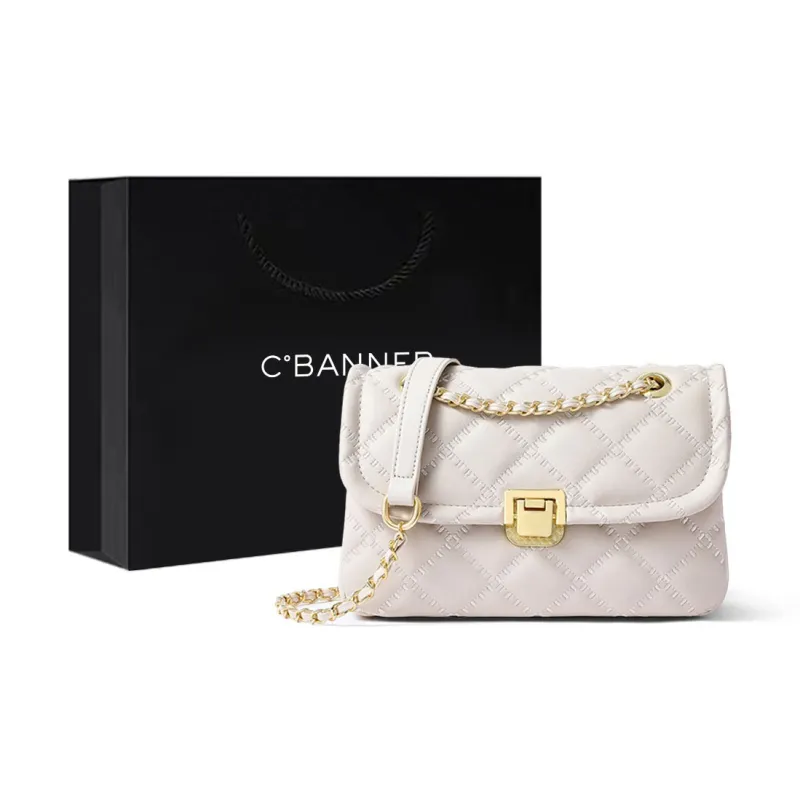 C°BANNER Synthetic Leather One Shoulder Crossbody Small Square Bag Regular Women's Black/Ecru-7