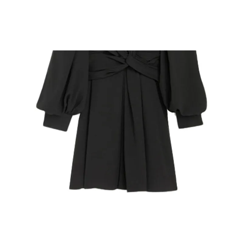 CELINE Knot Detailed V Neck MIni Dress-5