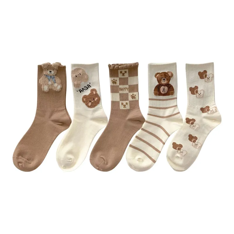 BEAR UNION Mid Calf Socks Women's 5 Pack-1