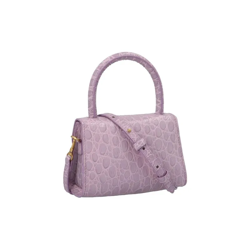 By Far Croco Leather Crossbody Bag, Cell Phone Pouch, Handbag, Clutch Mini Women's Lilac Purple-4