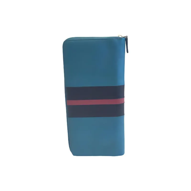 PRADA Cross Grain Cow Leather Long Wallet Clutch Large Size Men's Jasper+Black/Red Stripes-2
