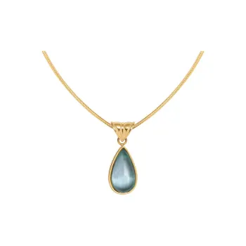 CHUVORA Turquoise Ocean Pendant Collarbone Chain Gold Plated Non Fading Women's