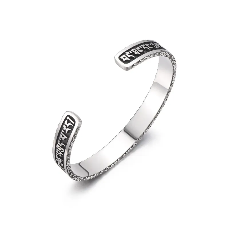 IDEAGEMER 925 Sterling Silver Bangles Men's-5