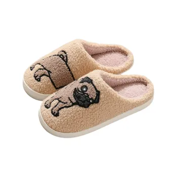 Meter Fall And Winter Women's Cute Cartoon Dog Cotton Slippers Home Indoor Slip Resistant Cotton Slipper Shoes