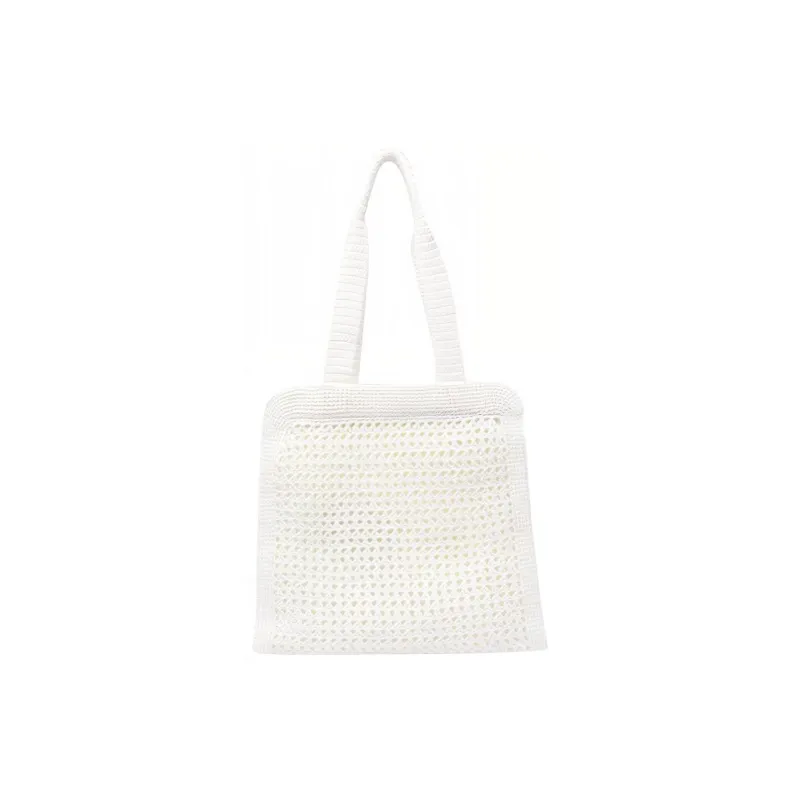 MIU MIU Fabric Tote Bag Shopping Bag Handbag Women's White & Gold-1