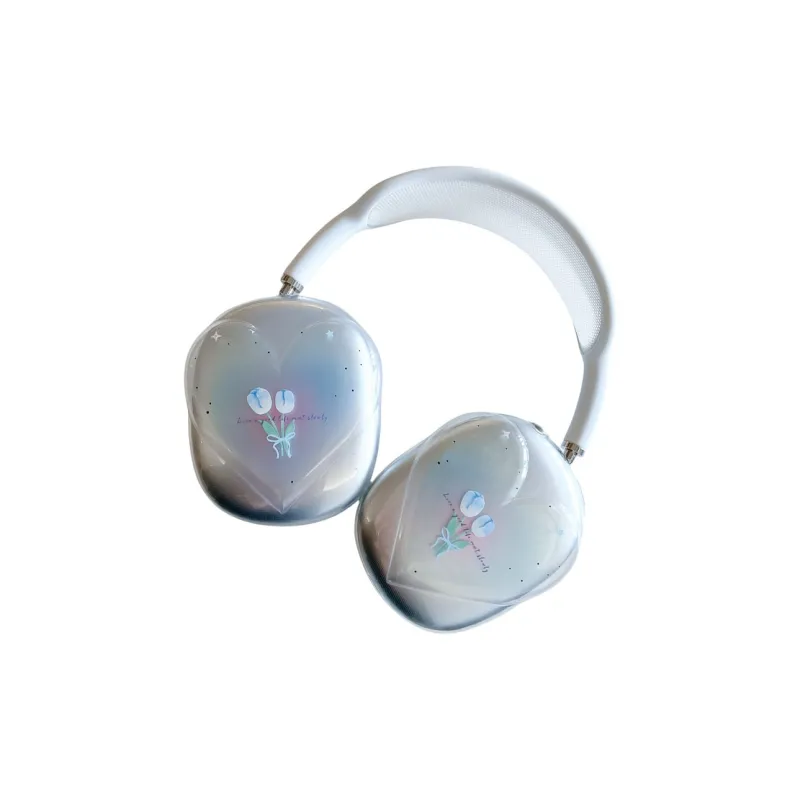 Baohuguang Compatible With AirPods Max TPU Insulated Dye Tulip Fresh Fully Enclosed Headphone Cases-0