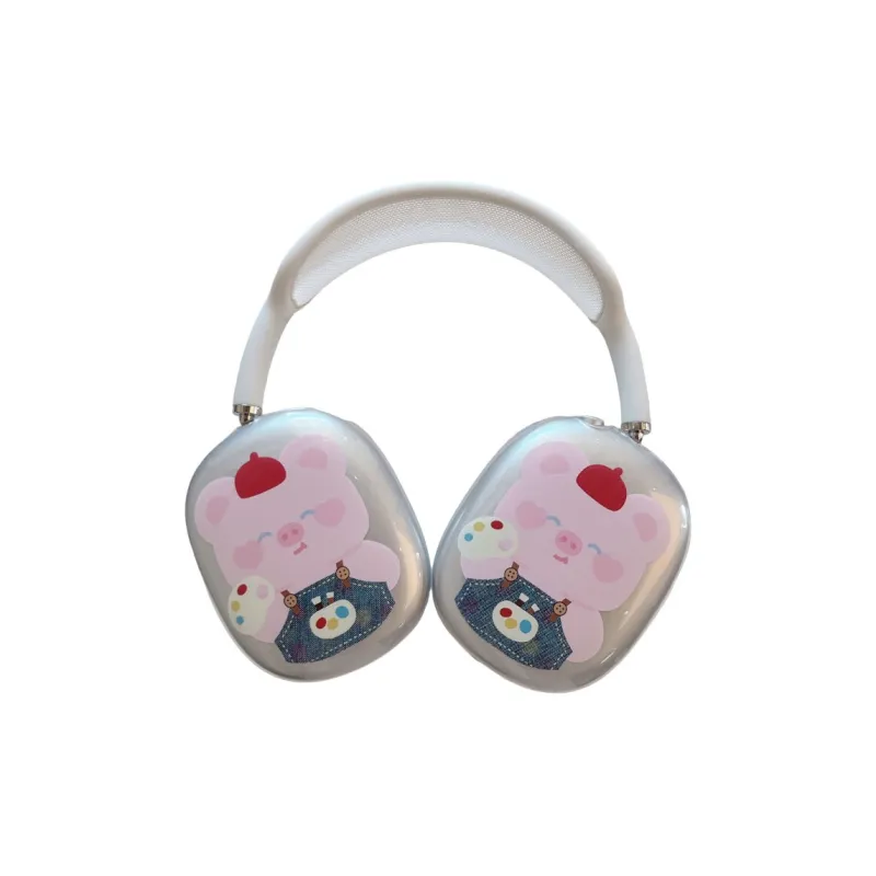Baohuguang Compatible With AirPods Max TPU Ins Cute Denim Pink Piggy Headphone Set-0