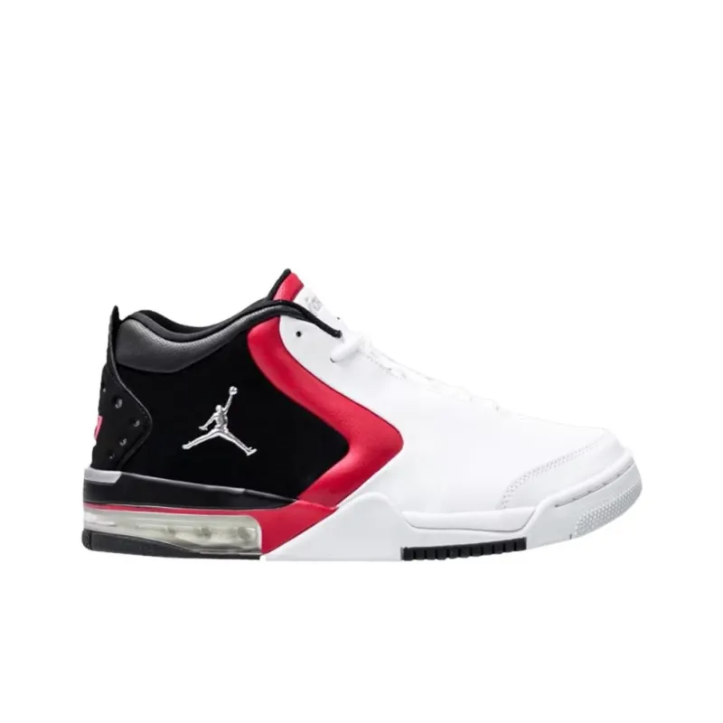 Jordan Big Fund Anti-Slip Wear-Resistant Mid-Top Vintage Basketball Shoes Unisex White Black Red-1