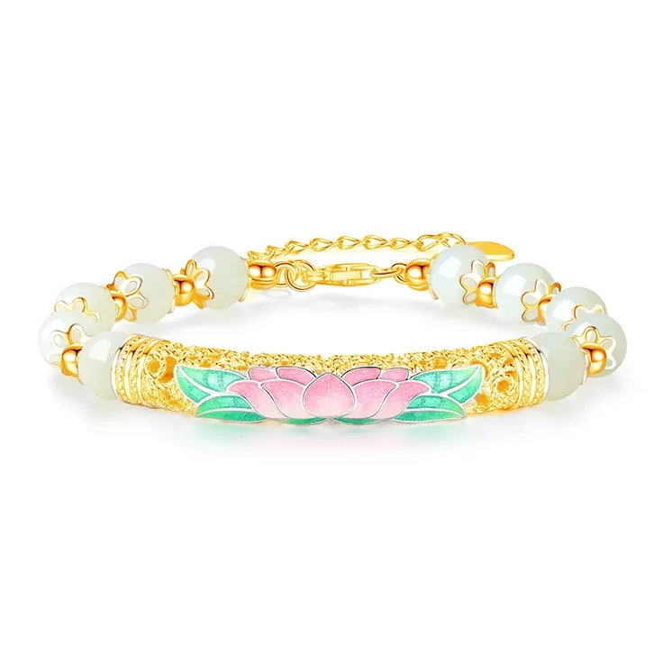 FUSSEM Hetian Jade Bracelets Pale Greenish White Jade Women's-3