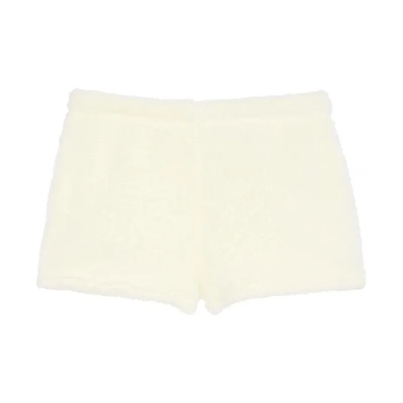 Victoria's Secret PINK Co ZZZy Fleece Boxy Pajama Shorts / Creamer Pajama Pants Women's Yellow-0