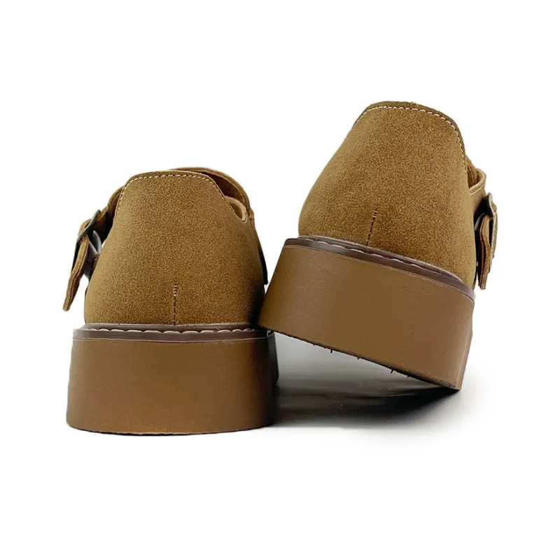 La Chapelle Boken Shoes Casual Single Shoes Women's Antelope Brown-3