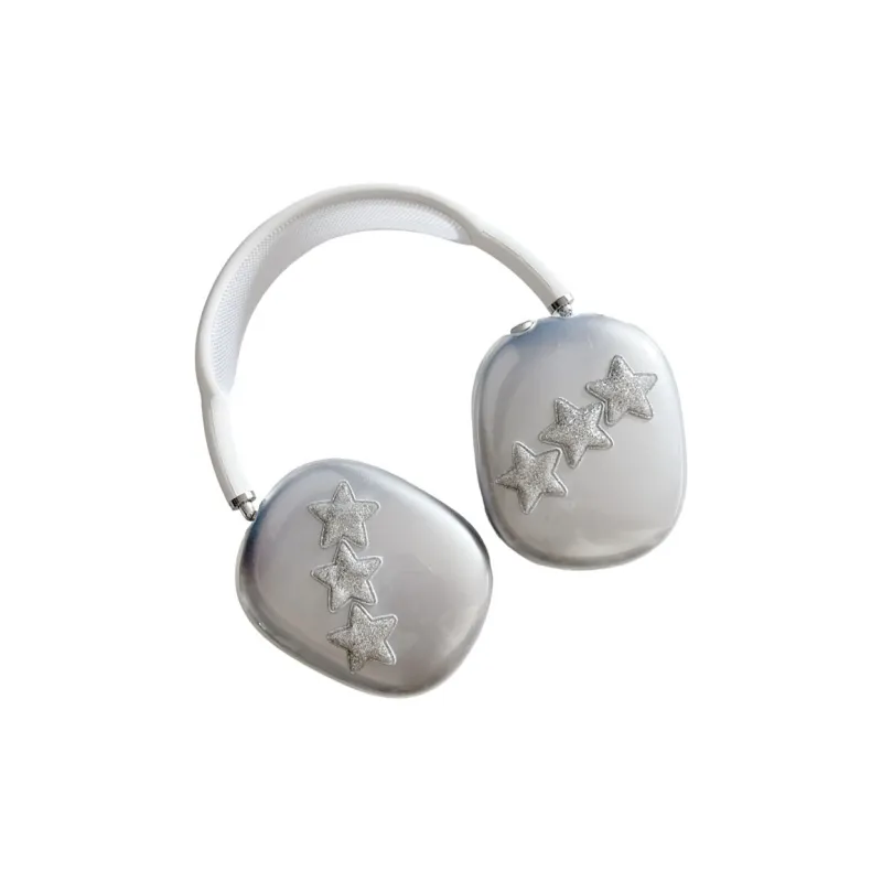 Baohuguang Compatibility With AirPods Ma TPU Urban Chic Style Silver Stars Fully Enclosed Headphone Cases-1