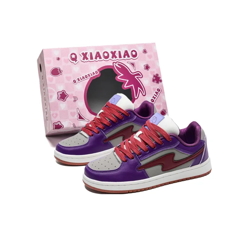 Circle Small Height Increasing Wear Resistant Slip Resistant Low Top Skateboard Shoes Unisex Pink Box Included-26