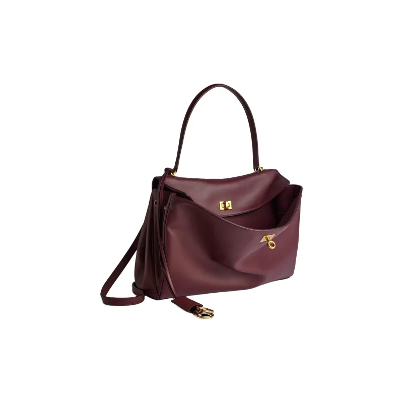 Balenciaga Rodeo Medium Tote Handbag Women's Dark Burgundy-3