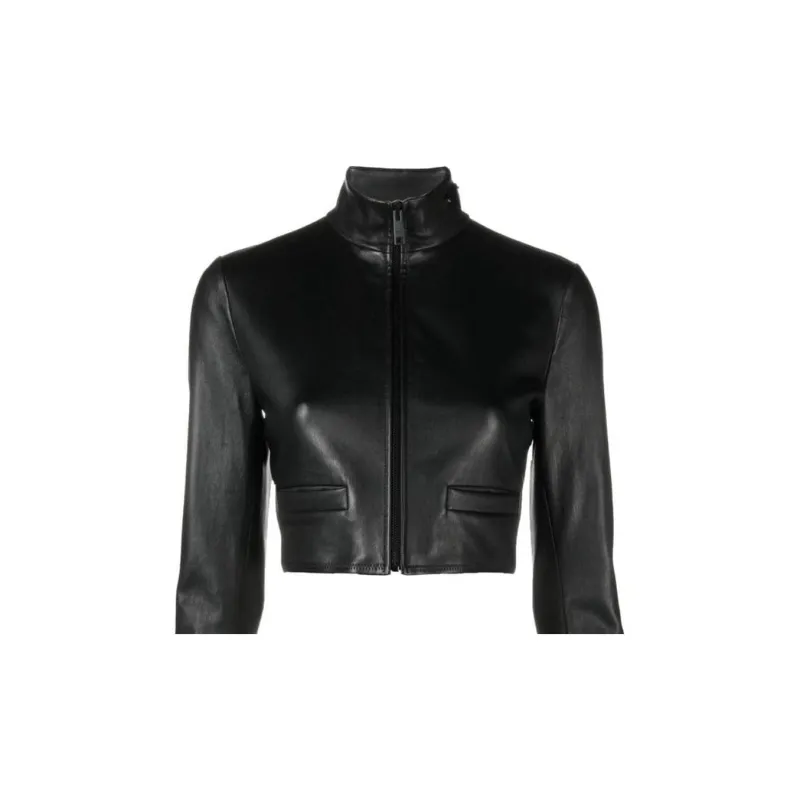 PRADA Cropped Nappa Leather Jacket-2