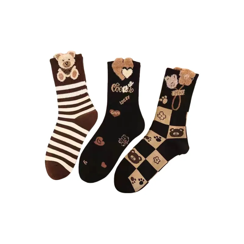 BEAR UNION Mid Calf Socks Women's 3 Pack-3