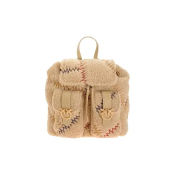 PINKO Polyester Backpack Small Size Women's Beige