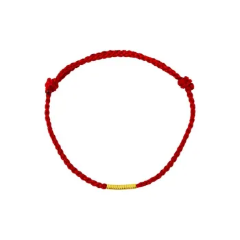 Love Good Luck Gold Circle Zodiac Year Hand Woven Red String Jewelry 999 Solid Gold Fixed Price Gold Bracelet Women's