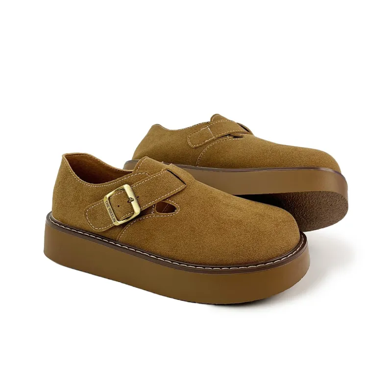 La Chapelle Boken Shoes Casual Single Shoes Women's Antelope Brown-1