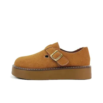 La Chapelle Cork Thick Soled Boken Shoes Casual Single Shoes Women's Chestnut