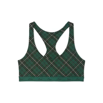 Victoria's Secret PINK Bralettes Tops Logo Cotton Racerback Bralette/GPP Bra Women's Green Plaid