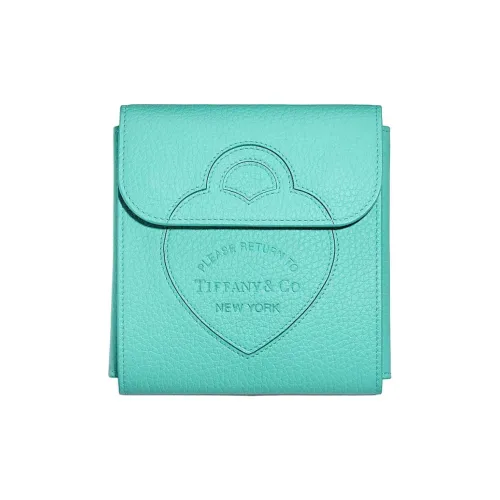 TIFFANY & CO. Return To Tiffany Collection Leather Drawstring Bag Storage Bag Small Size Women's Tiffany Blue Color