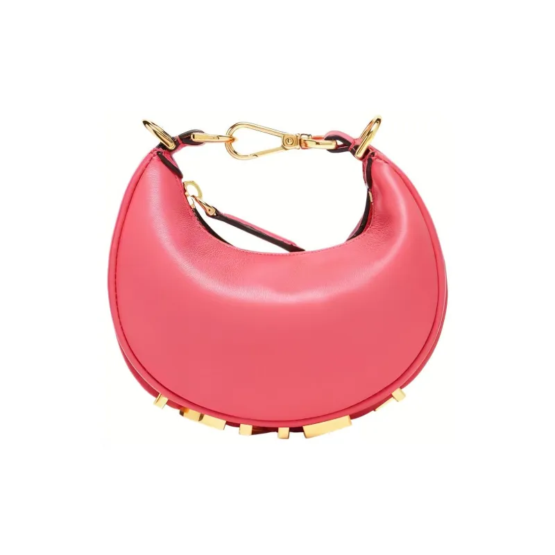 FENDI Fendigraphy Calfskin Crescent Bag Handbag Wrist Bag Extra Mini Women's Pink-1