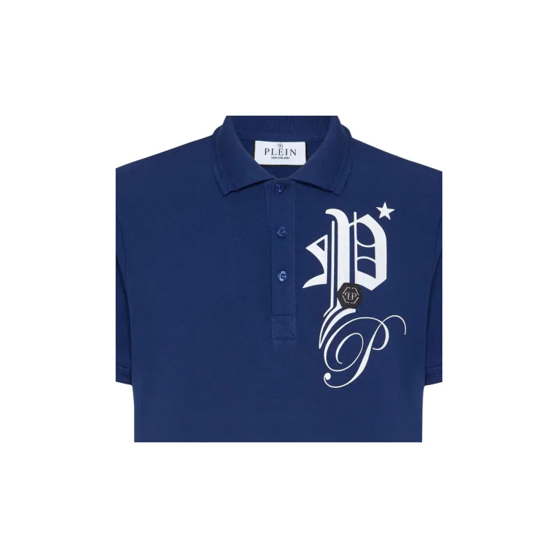 PHILIPP PLEIN Polo Shirt Ss Gothic Plein Polo Shirt Men's Marine Blue-4