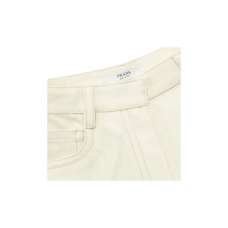 PRADA SS23 Denim Shorts Women's Beige Yellow-6